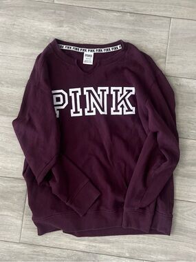 PINK Crewneck Sweatshirt in Deep Plum size small